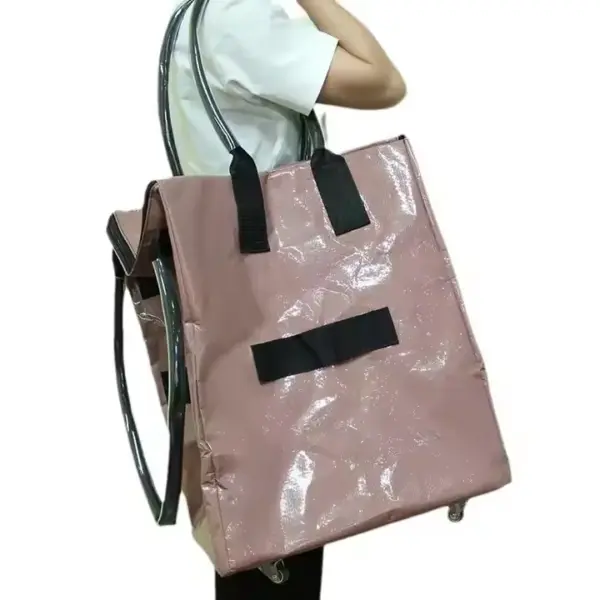 Large Wheeled PP Woven Shopping Tote with Zipper