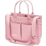 Pink Multi-Compartment Canvas Crossbody Bag 04
