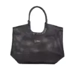 Black Mesh Tote with Detachable Leather Pouch