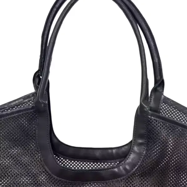 Black Mesh Tote with Detachable Leather Pouch 01