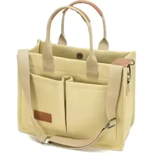 Pink Multi-Compartment Canvas Crossbody Bag