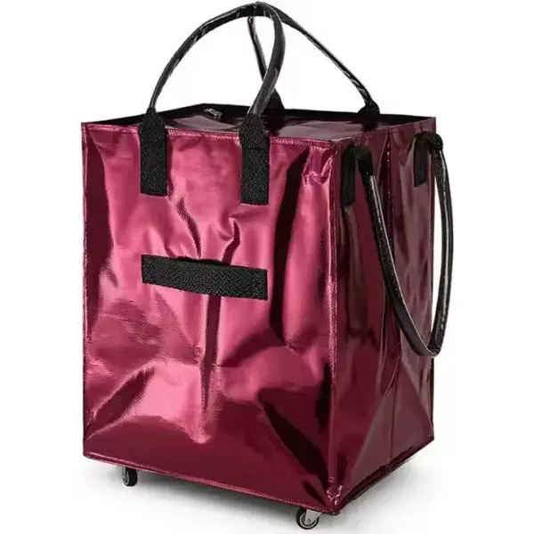Large Wheeled PP Woven Shopping Tote with Zipper 03