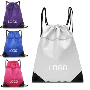 Basketball Court Waterproof Polyester Drawstring Backpack Custom