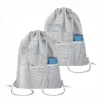 Grey Portable Mesh Drawstring Backpack