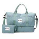 Business Travel Large-Capacity Tote with Detachable Pouch green
