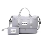 Business Travel Large-Capacity Tote with Detachable Pouch grey