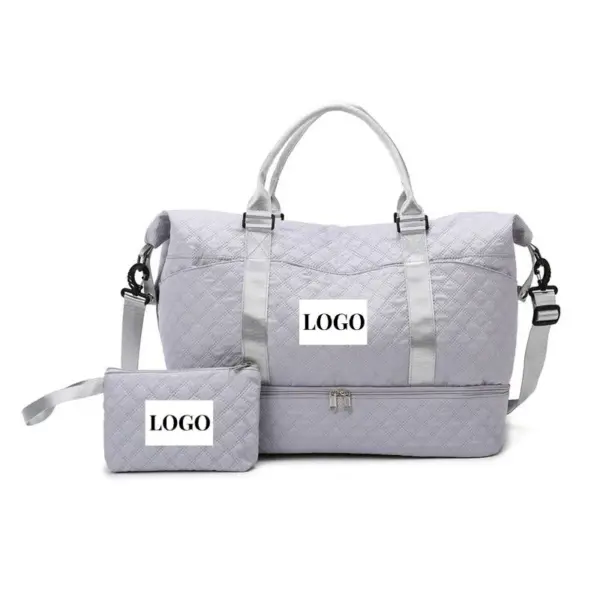 Business Travel Large-Capacity Tote with Detachable Pouch grey