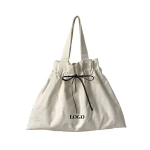 Minimalist Canvas Drawstring Tote for Women