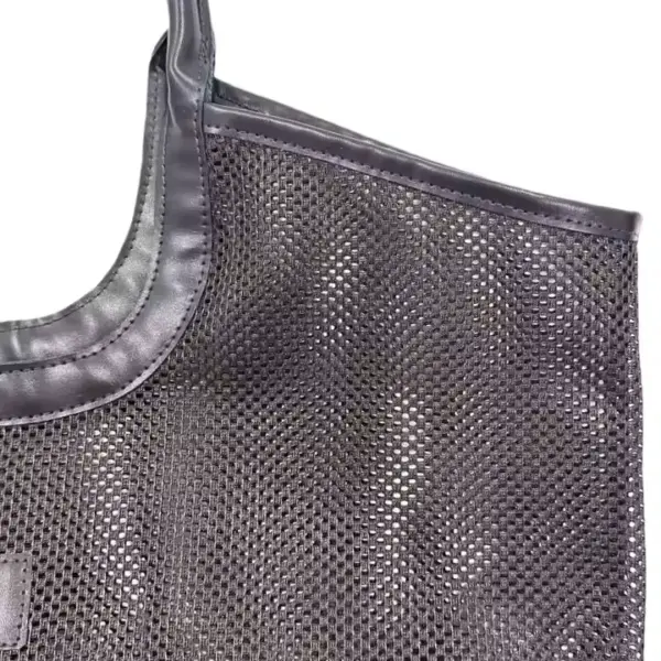Black Mesh Tote with Detachable Leather Pouch 02