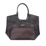 Black Mesh Tote with Detachable Leather Pouch 03