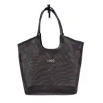 Black Mesh Tote with Detachable Leather Pouch 04