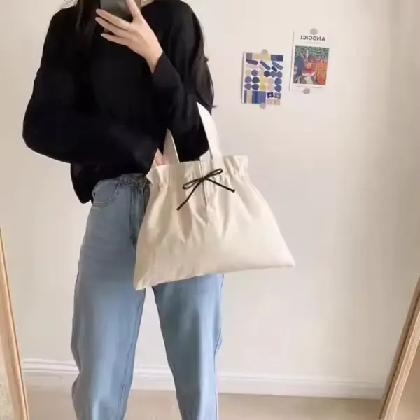 Drawstring Canvas Shopping Bag 004