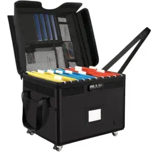 Fireproof and waterproof large-capacity document and book storage bag with wheels and combination lock