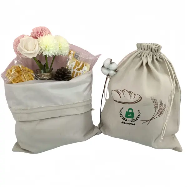 Cotton Bread Drawstring Shopping Bag