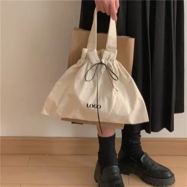 Minimalist Canvas Drawstring Tote for Women 002