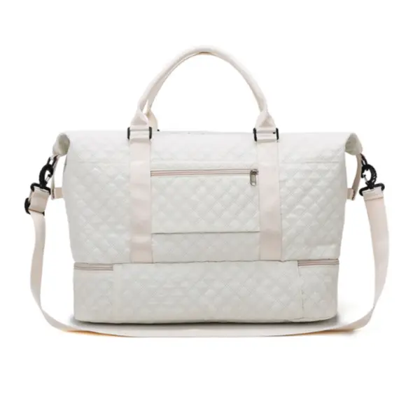 Business Travel Large-Capacity Tote with Detachable Pouch white