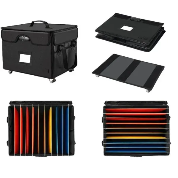 Fireproof and waterproof large-capacity document and book storage bag with wheels and combination lock 02