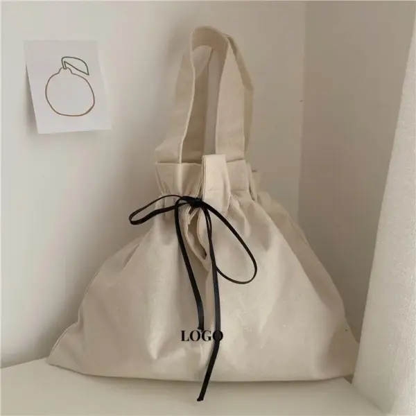 Minimalist Canvas Drawstring Tote for Women 003