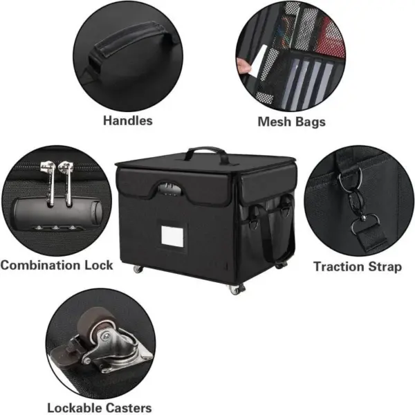 Fireproof and waterproof large-capacity document and book storage bag with wheels and combination lock 03