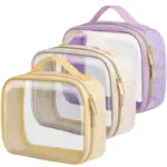 Beige_Yellow_Purple PVC Transparent Waterproof Makeup Bag