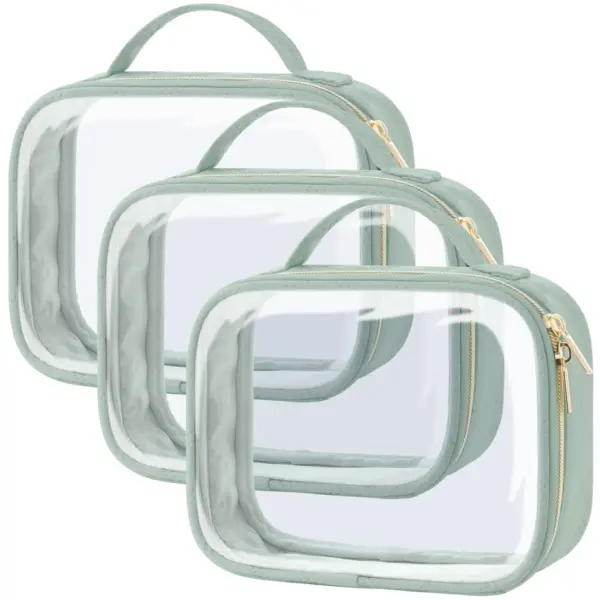 Green PVC Transparent Waterproof Makeup Bag