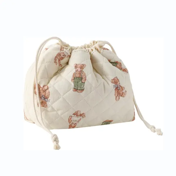 Cotton Drawstring Toiletry Bag White_Bear