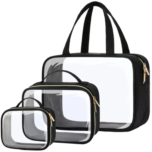 Black PVC Transparent Waterproof Makeup Bag