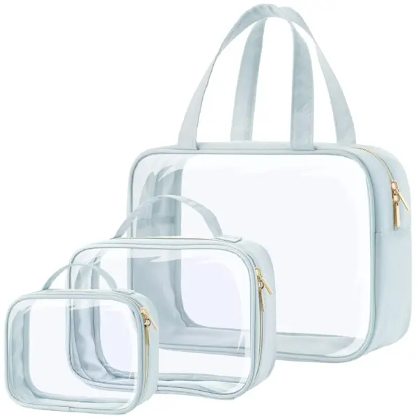 Blue PVC Transparent Waterproof Makeup Bag