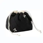 Cotton Drawstring Toiletry Bag Black_Bows