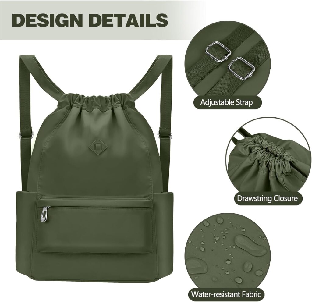 Waterproof Oxford Sports Backpack with Compartments Dark_Green_004
