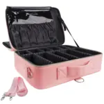 Professional Multi-Compartment Makeup Bag with Shoulder Strap