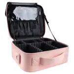Professional Multi-Compartment Makeup Bag with Shoulder Strap Small_Cute_Pink