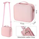 Professional Multi-Compartment Makeup Bag with Shoulder Strap Small Pink